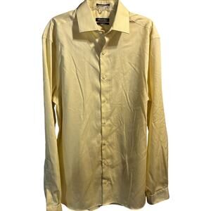 Kenneth Cole New York Men’s 15.5 34/35 Yellow LS Button Down Slim Cotton Shirt